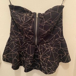 Forever 21 Black and Cream peplum strapless top